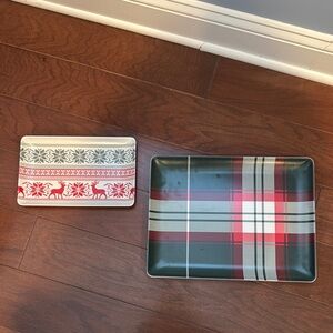 Festive Plaid and Reindeer Serving Trays hearth & home bamboo melamine